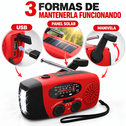 RescueRadio Pro™ | Radio de Emergencia Solar con Manivela