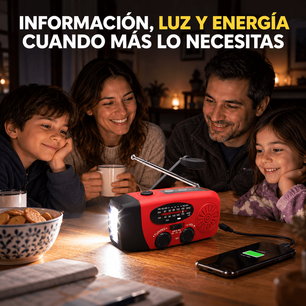 RescueRadio Pro™ | Radio de Emergencia Solar con Manivela