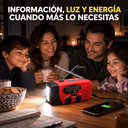RescueRadio Pro™ | Radio de Emergencia Solar con Manivela