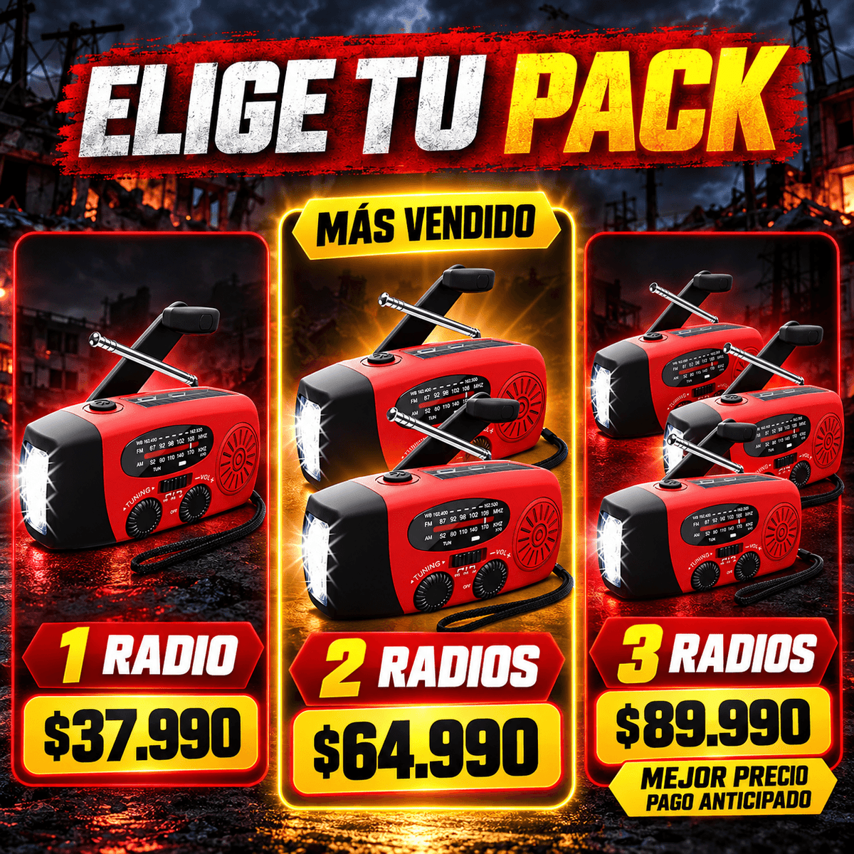 RescueRadio Pro™ | Radio de Emergencia Solar con Manivela