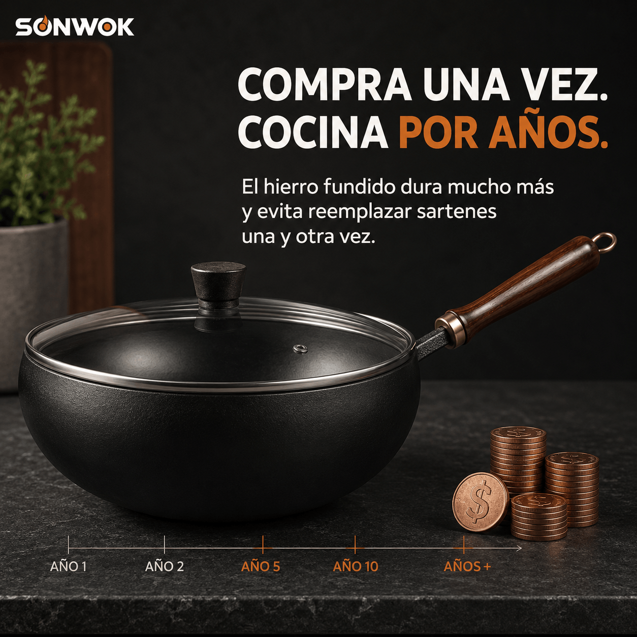 SONWOK® 24 cm | Calor Uniforme + Duración por Años