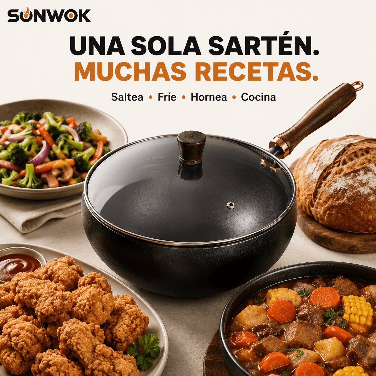 SONWOK® 24 cm | Calor Uniforme + Duración por Años