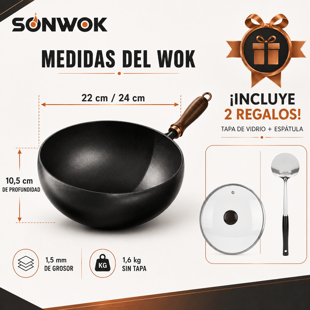 SONWOK® 24 cm | Calor Uniforme + Duración por Años